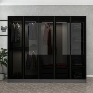 Cavolo garderob 225x52x210 cm - Antracit/svart från Skånska Möbelhuset.